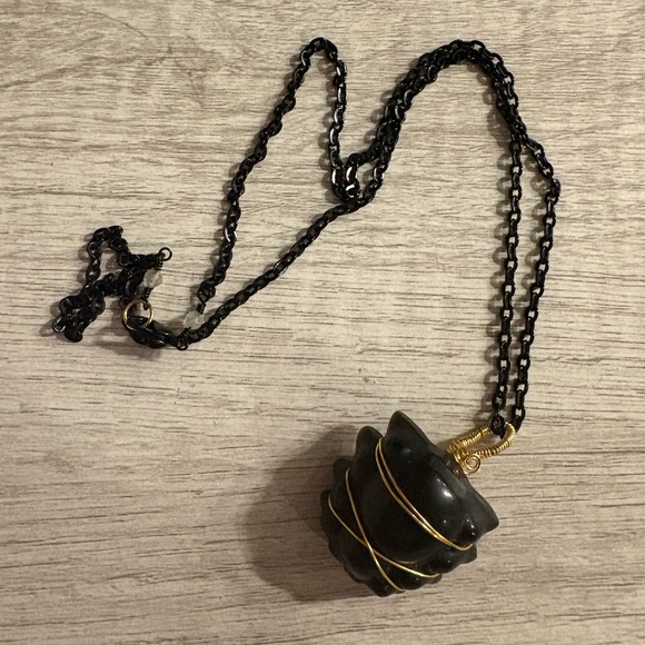 Obsidian crystal spider necklace - Picture 1 of 4